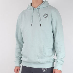 Foundation Hoodie Aqua green front close model