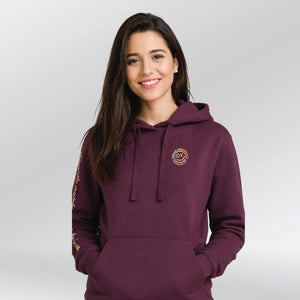 Hoodie-Kintsugi-Spirit-Dames-bordeaux-rood-front-close