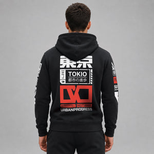 Hoodie-Protocol-model-zwart-back