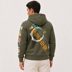 Hoodie-Zero-Tolerance-model-olijf-groen-back