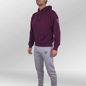 Legacy Hoodie Shinaji model aubergine front side left