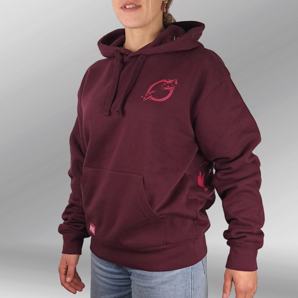Legacy Hoodie Sunrise Dames bordeaux rood front close model