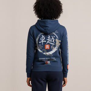 Legacy Hoodie Urban Flux Dames Model Indigo blauw achter