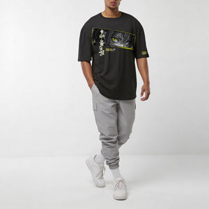 Loose T-shirt SECOND SELF model zwart front lopend