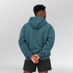 Oversized Hoodie Kairo turquoise back left model