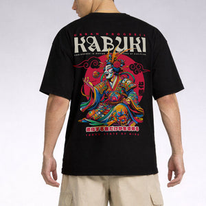 Oversized Recycled Tee KABUKI model black back close