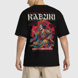 Oversized Recycled Tee KABUKI model black back close