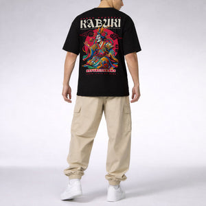 Oversized Recycled Tee KABUKI model black back full body