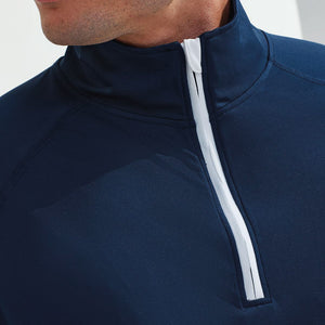 Performance Long Sleeve kwart rits blauw close rits model