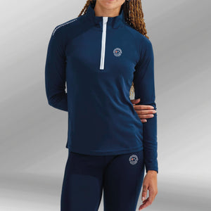 Performance Long Sleeve kwart rits dames blauw front model