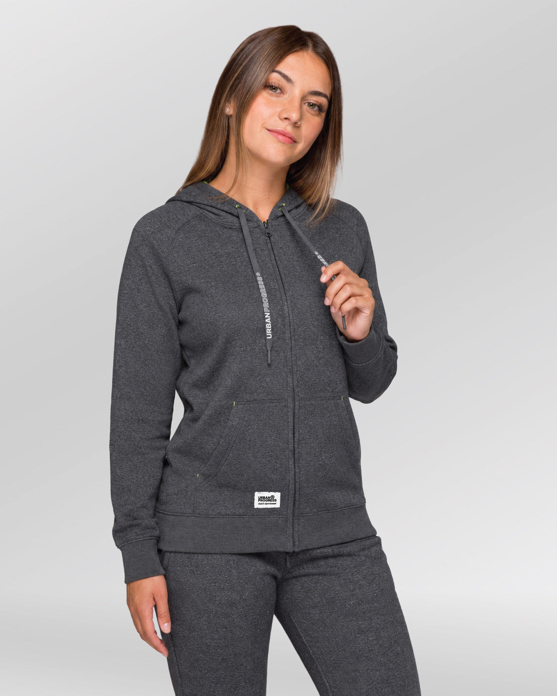Pro-Court-Padel-Sweatvest-Dames-model-front-side-grijs