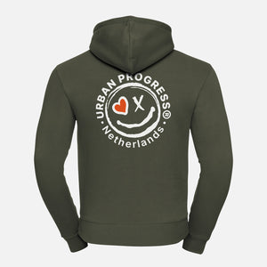 Signature Hoodie Heren olijf groen back