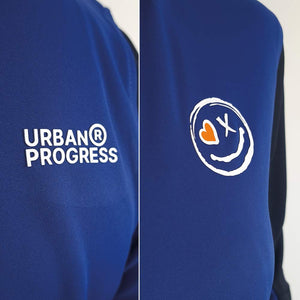 Univi Kwart rits Trainingsjas navy-royal blue close logo model vrouw