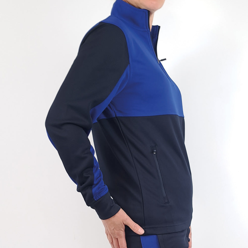 Univi Kwart rits Trainingsjas navy-royal blue side right model vrouw