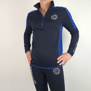 Univi Kwart rits Tussenlaag navy-royal blue front 2 model vrouw