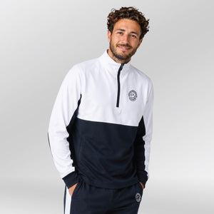 Univi Kwart rits sweatshirt model navy-white front rits open