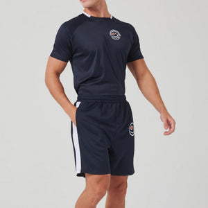 Univi Sport Short met rits navy-royal Heren front model