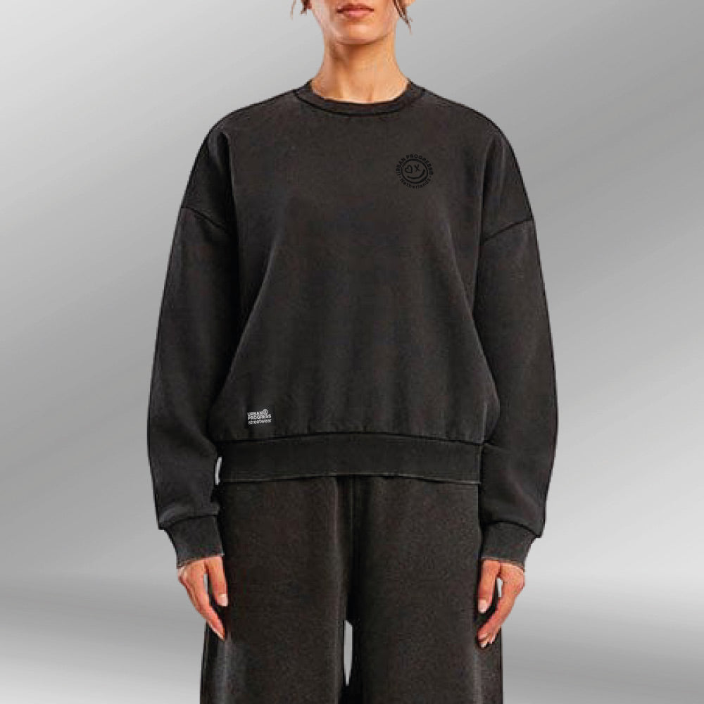 Urban Ease Vintage Sweater zwart front model
