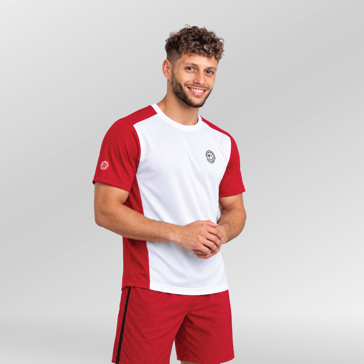 Ace Panel rood wit sneldrogend padel en tennis shirt heren Urban Progress