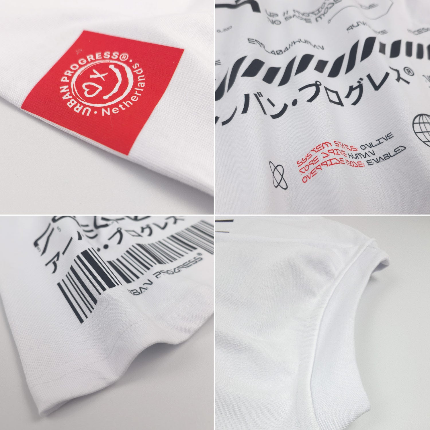 Closeup fotos van de Oversized T-shirt FREQ-O7 wit