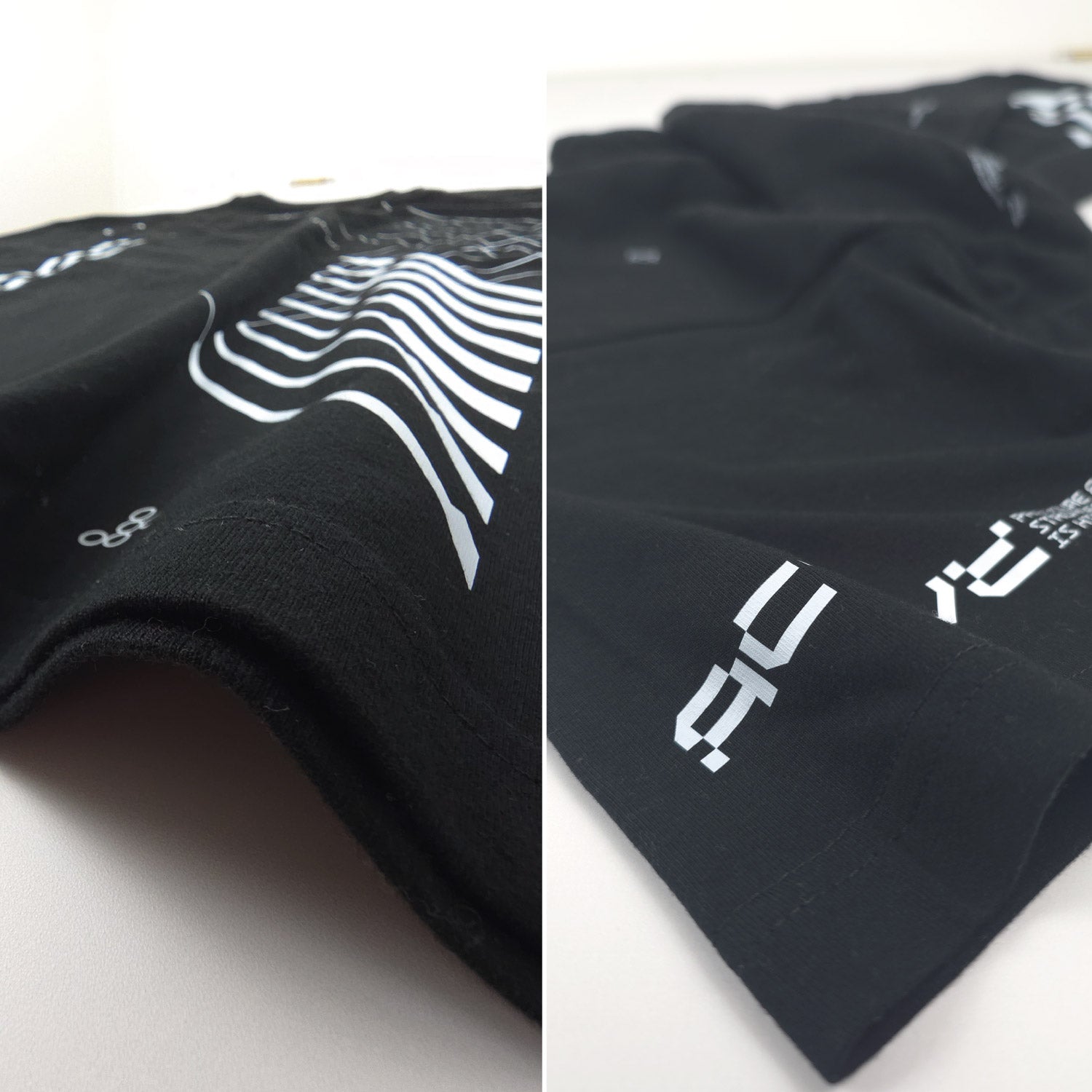 Closeup fotos van de Oversized T-shirt SYNC zwart