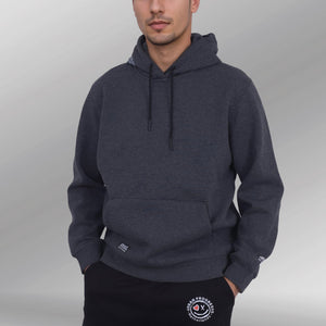 District One Hoodie Model staal grijs front close