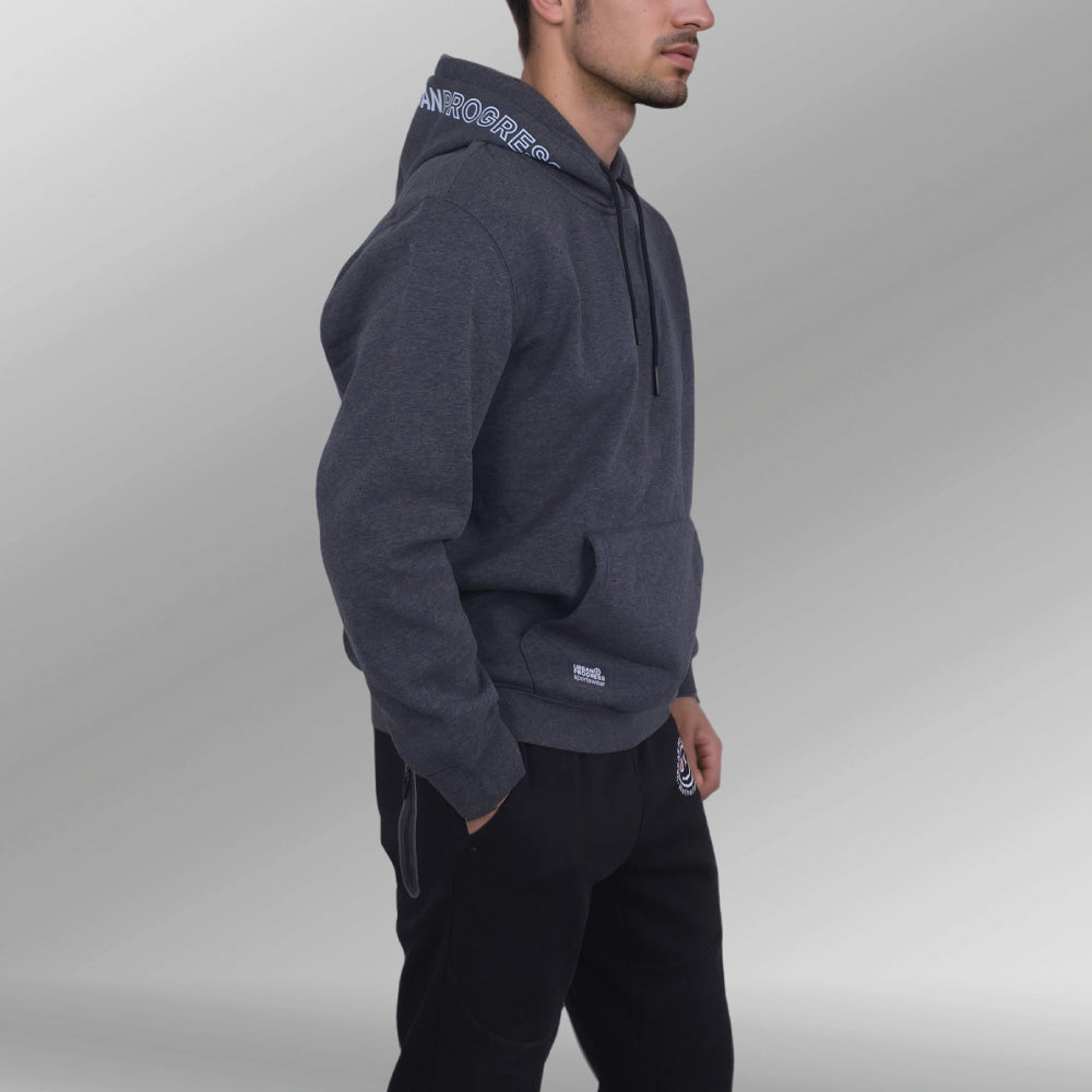 District One Hoodie Model staal grijs side right