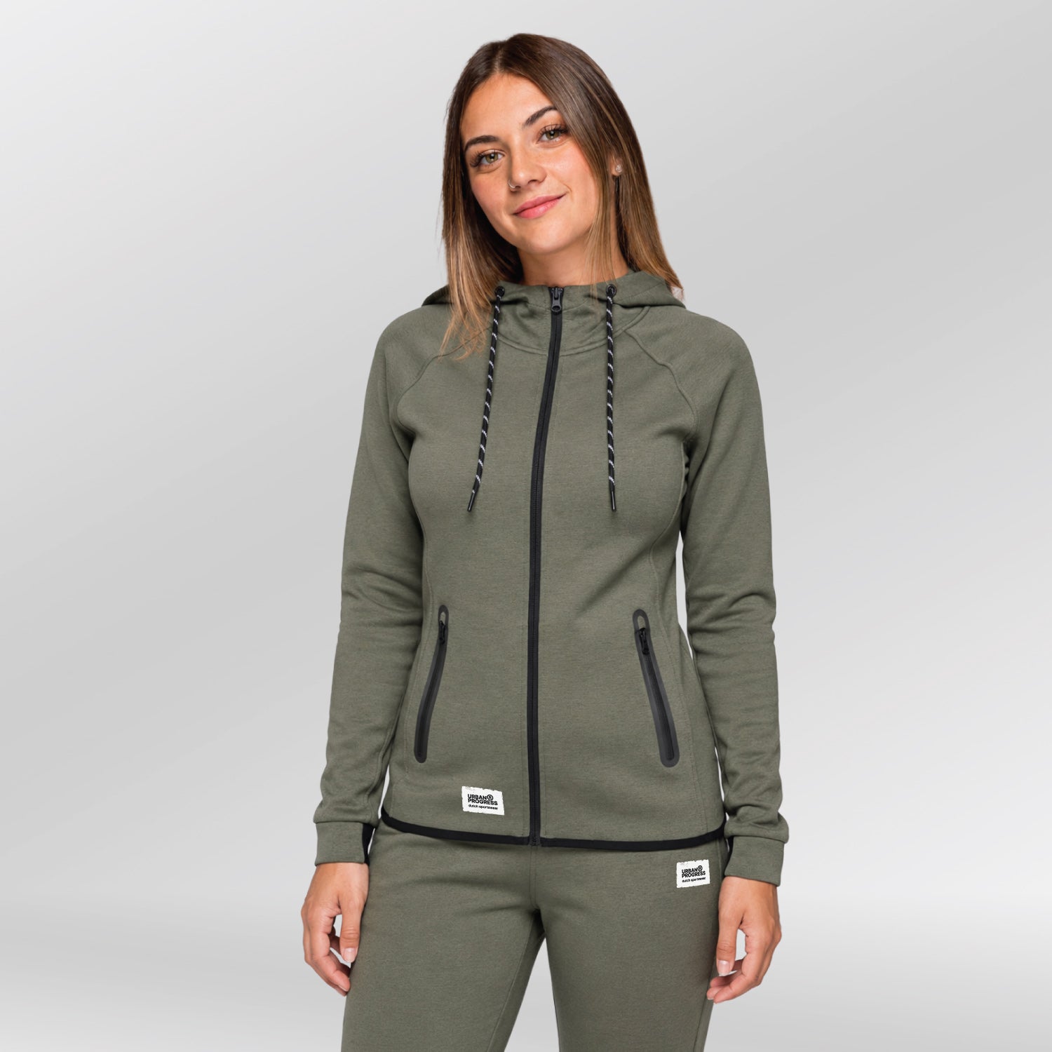 Elevate-Performance-Jasje-dames-model-Khaki-front