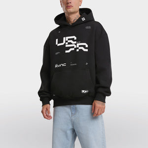 Heavy Oversized Hoodie SYNC Model zwart front side