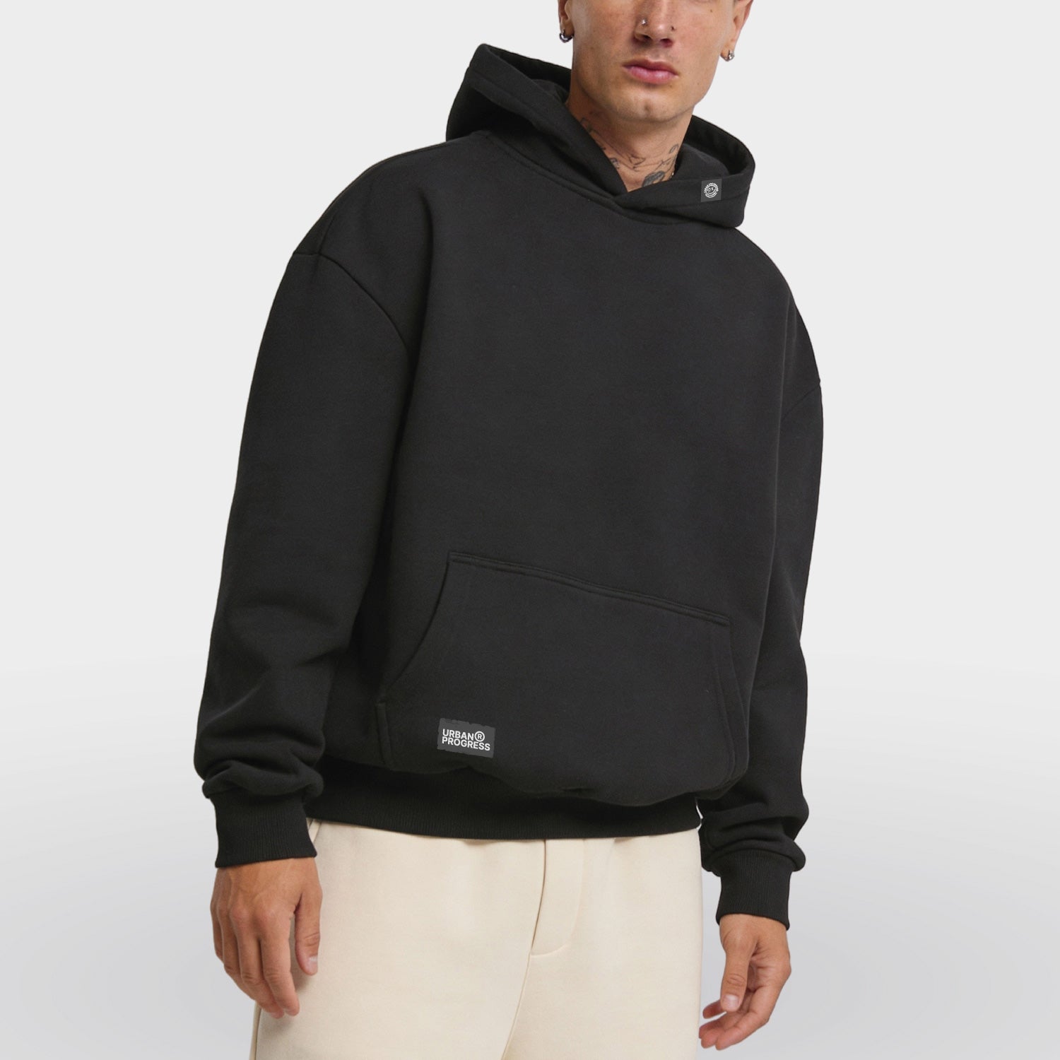 Heavyweight Oversized Hoodie Kojo Spirit model zwart front