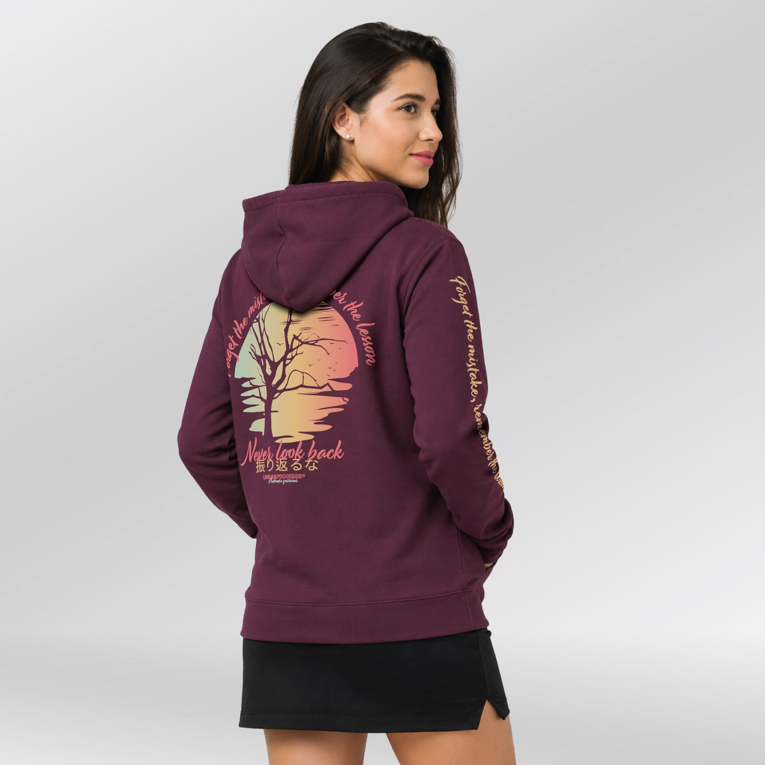 Hoodie-Kintsugi-Spirit-Dames-bordeaux-rood-back