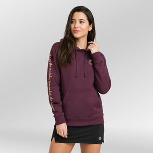 Hoodie-Kintsugi-Spirit-Dames-bordeaux-rood-front-side-close