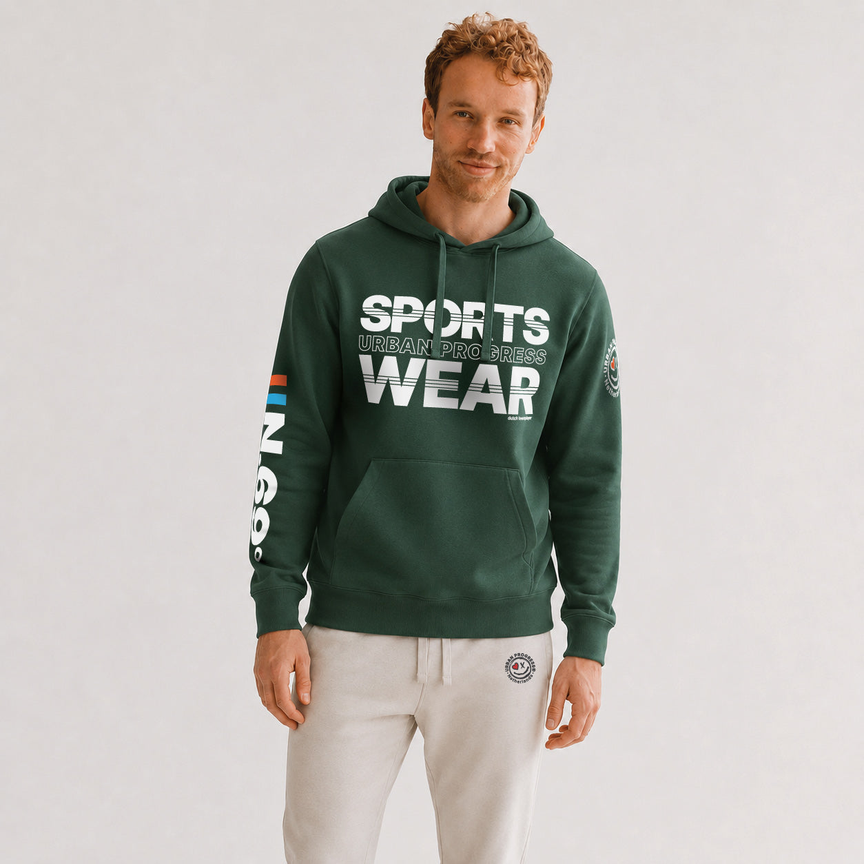 Hoodie-N.69-model-bottle-green-front