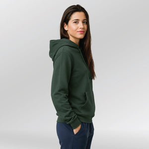 Hoodie-One-Step-Closer-Dames-model-bottle-green-side