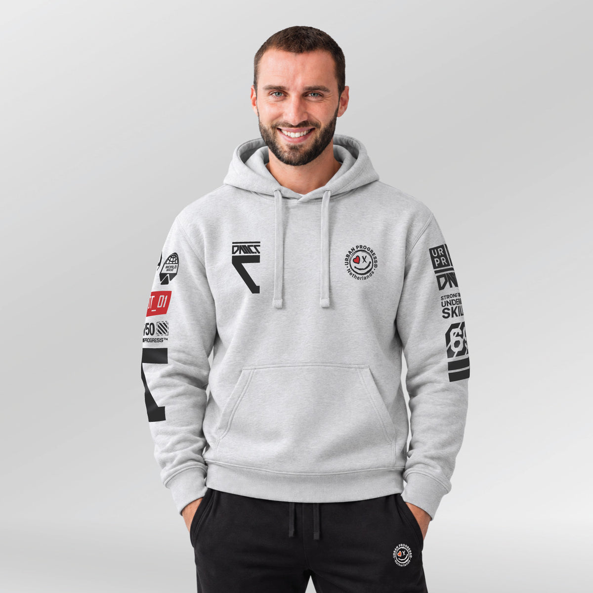 Hoodie-Protocol-model-licht grijs-front