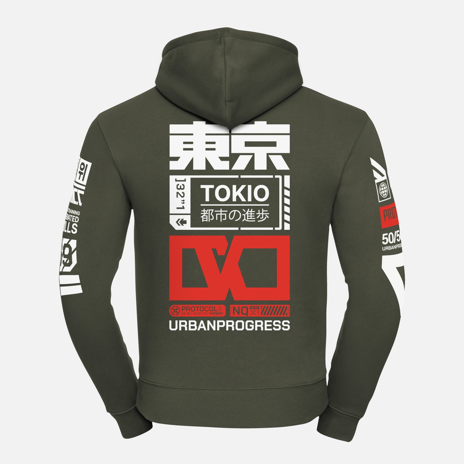 Hoodie-Protocol-olijf-groen-back