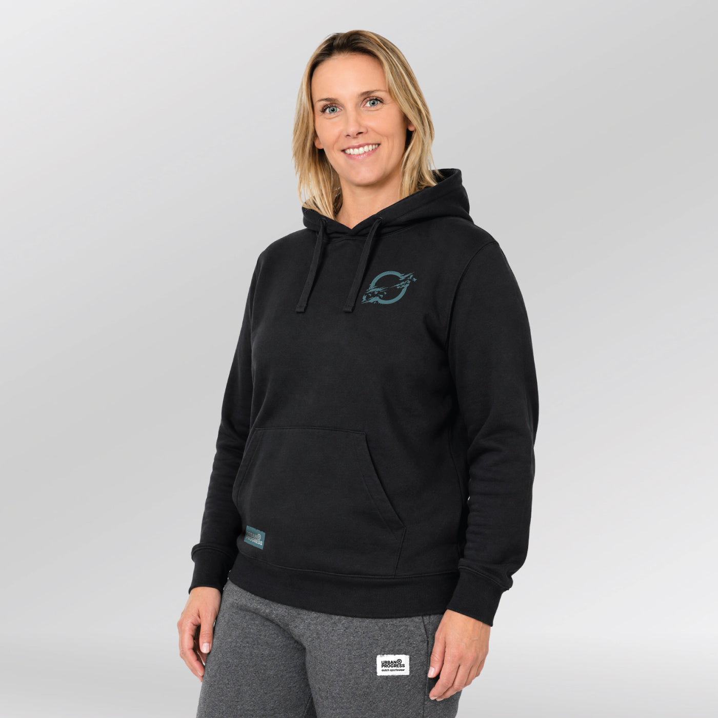 Hoodie-Sunrise-Model-Dames-black-front-side