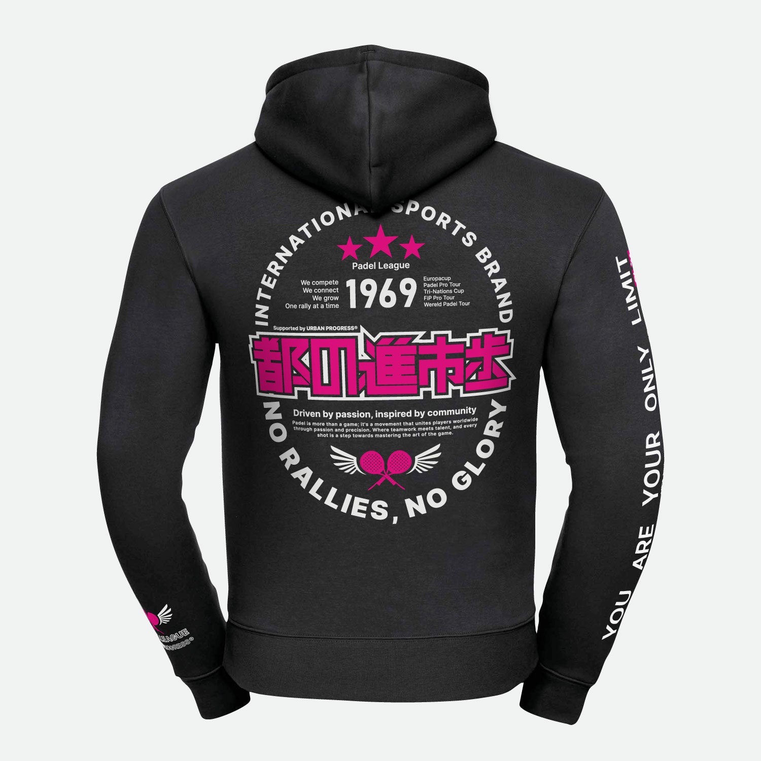 Hoodie-The-Challenger-zwart-back
