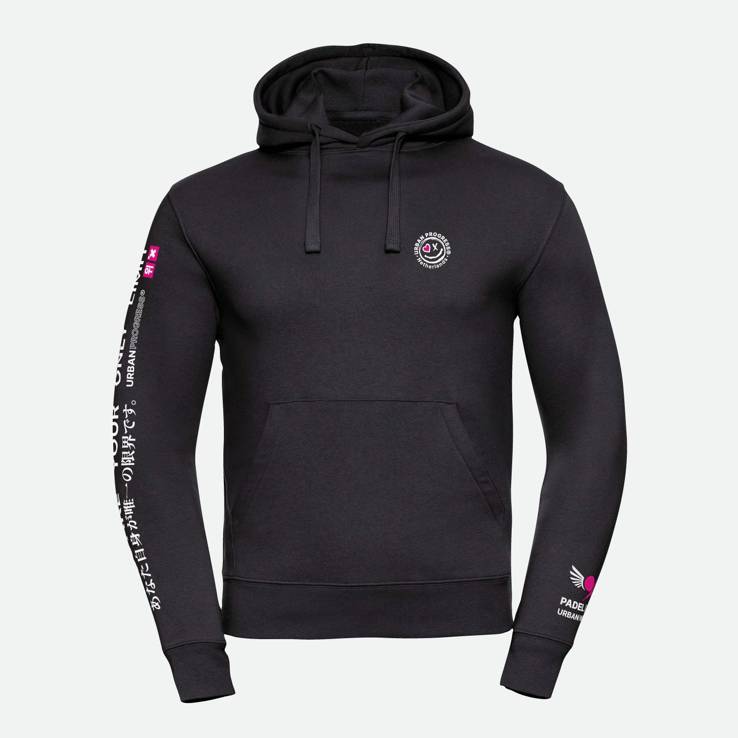 Hoodie-The-Challenger-zwart-front