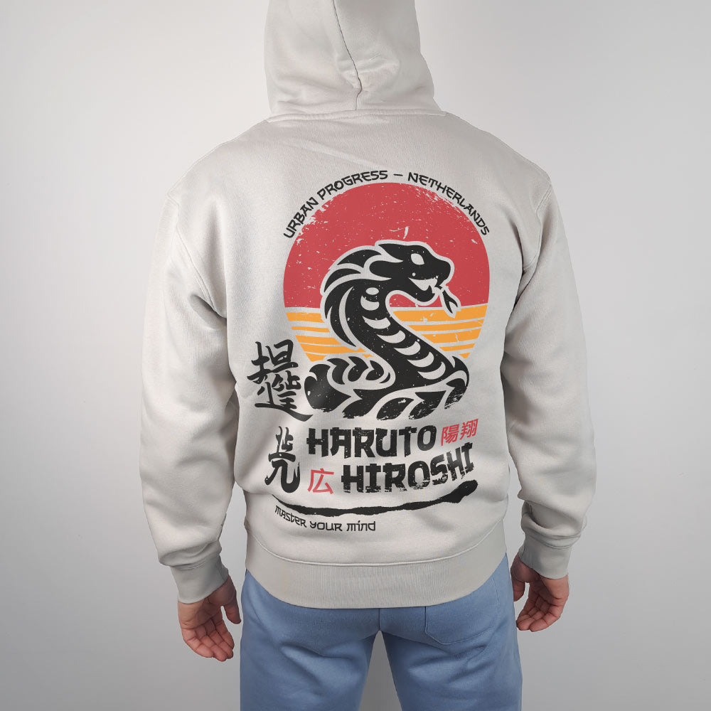 Hoodie Haruto Hiroshi urban grey back model