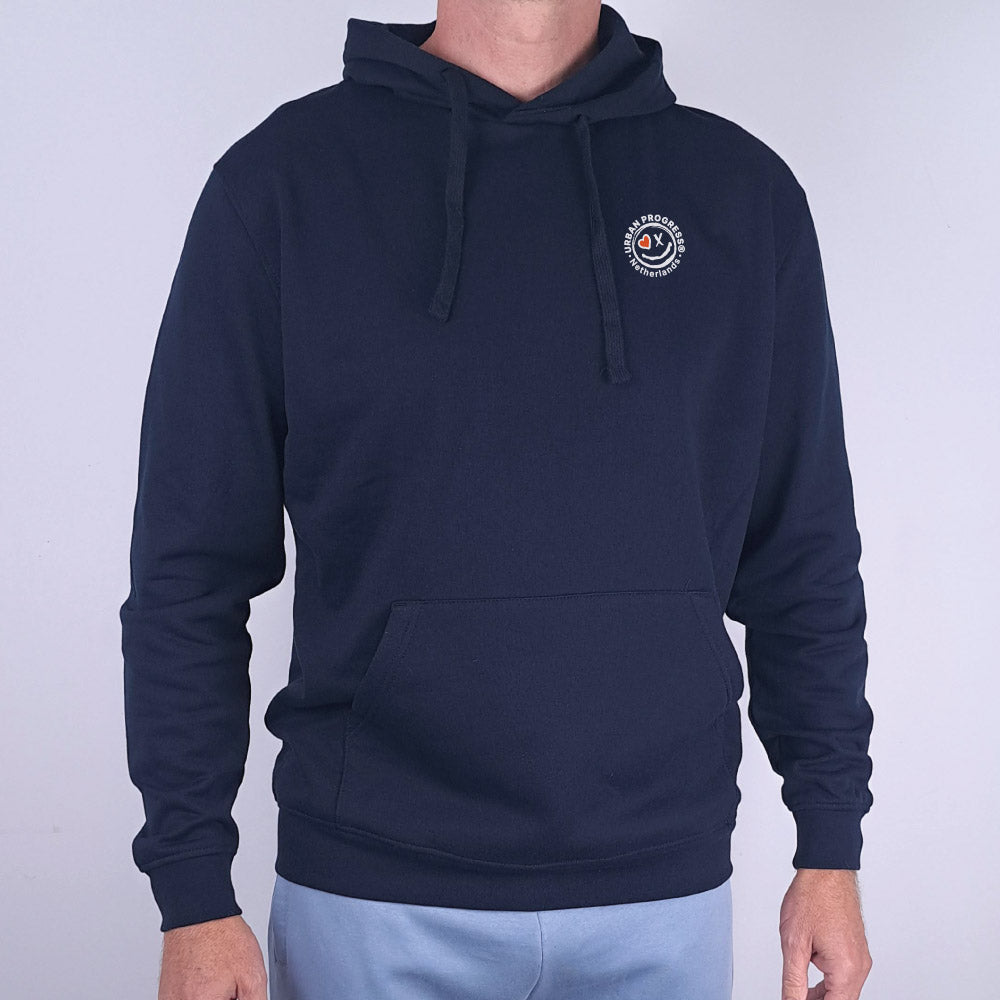 Hoodie Motion Navy Blue front close model