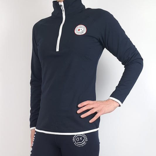 Inivi Half rits Sweat Navy-white front close model vrouw