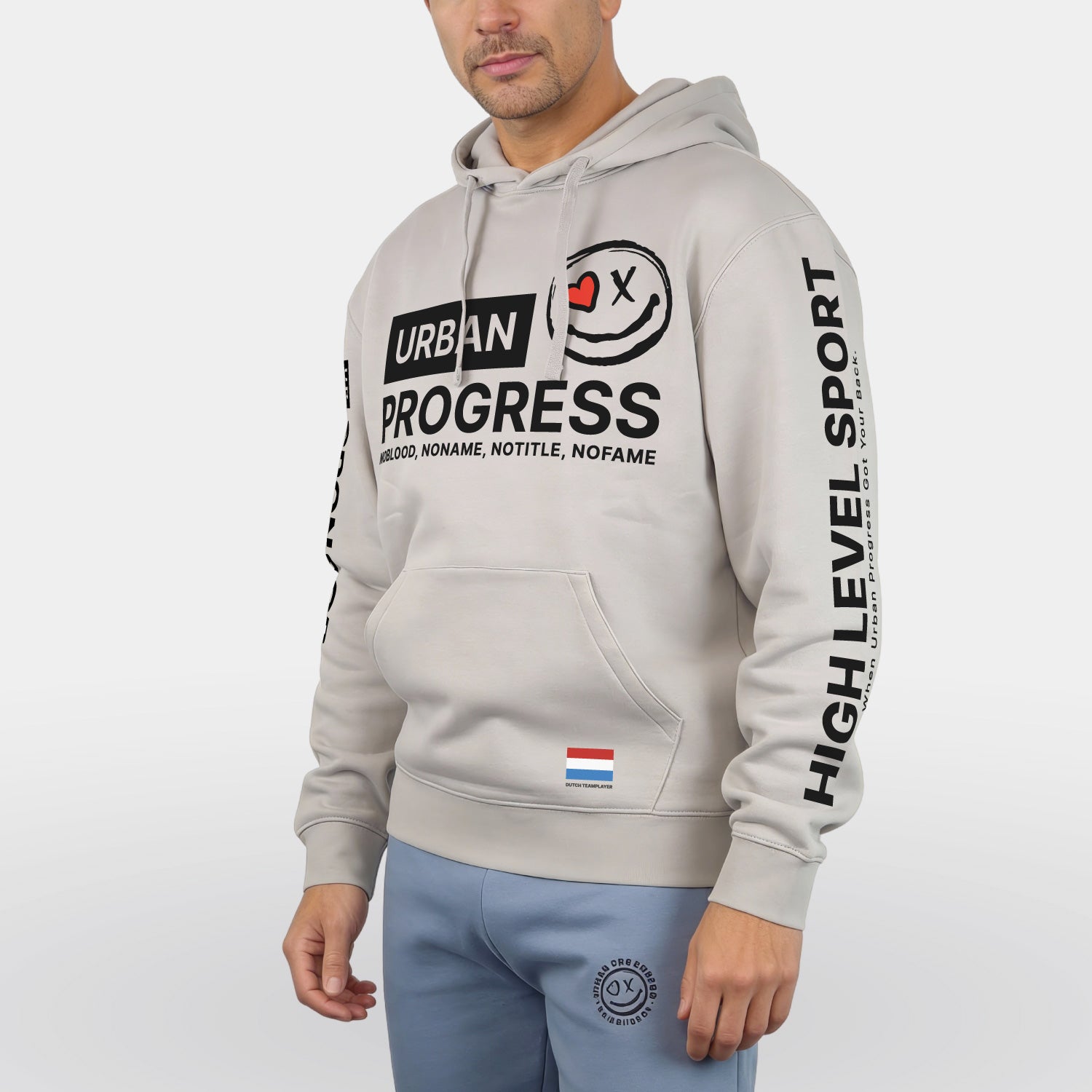 Legacy Hoodie Grind Now heren model licht grijs front