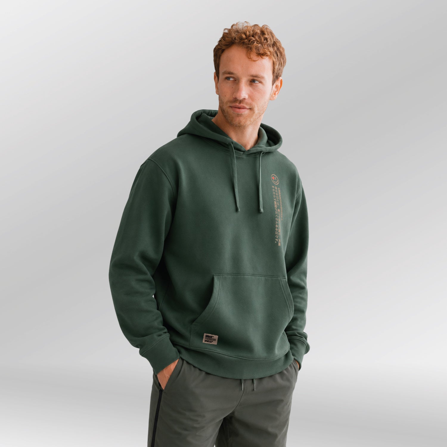Legacy Hoodie Kanji Core model zwart front side left