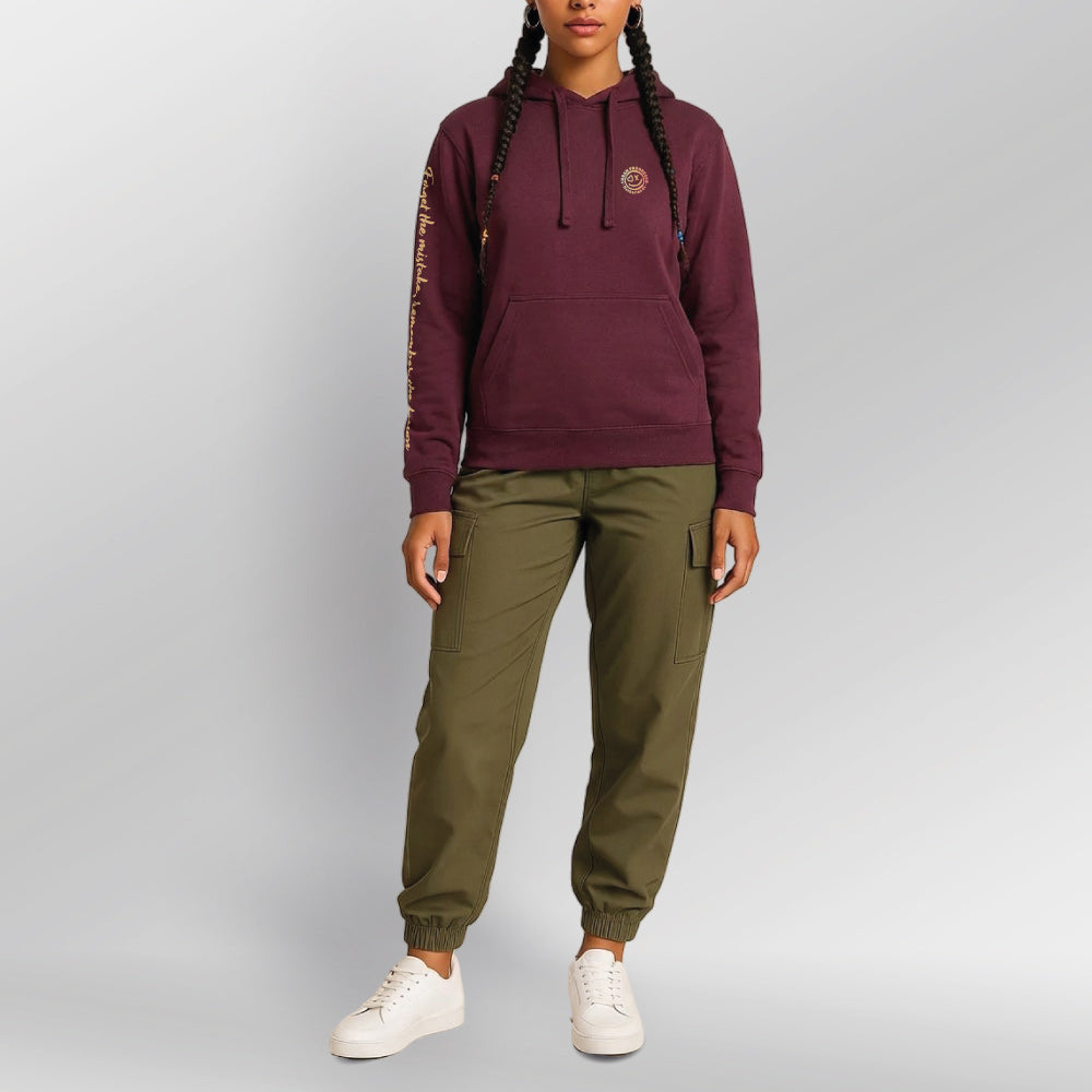 Legacy Hoodie Kintsugi Spirit Dames model bordeaux rood front