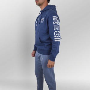 Legacy Hoodie Protocol model indigo blauw side left