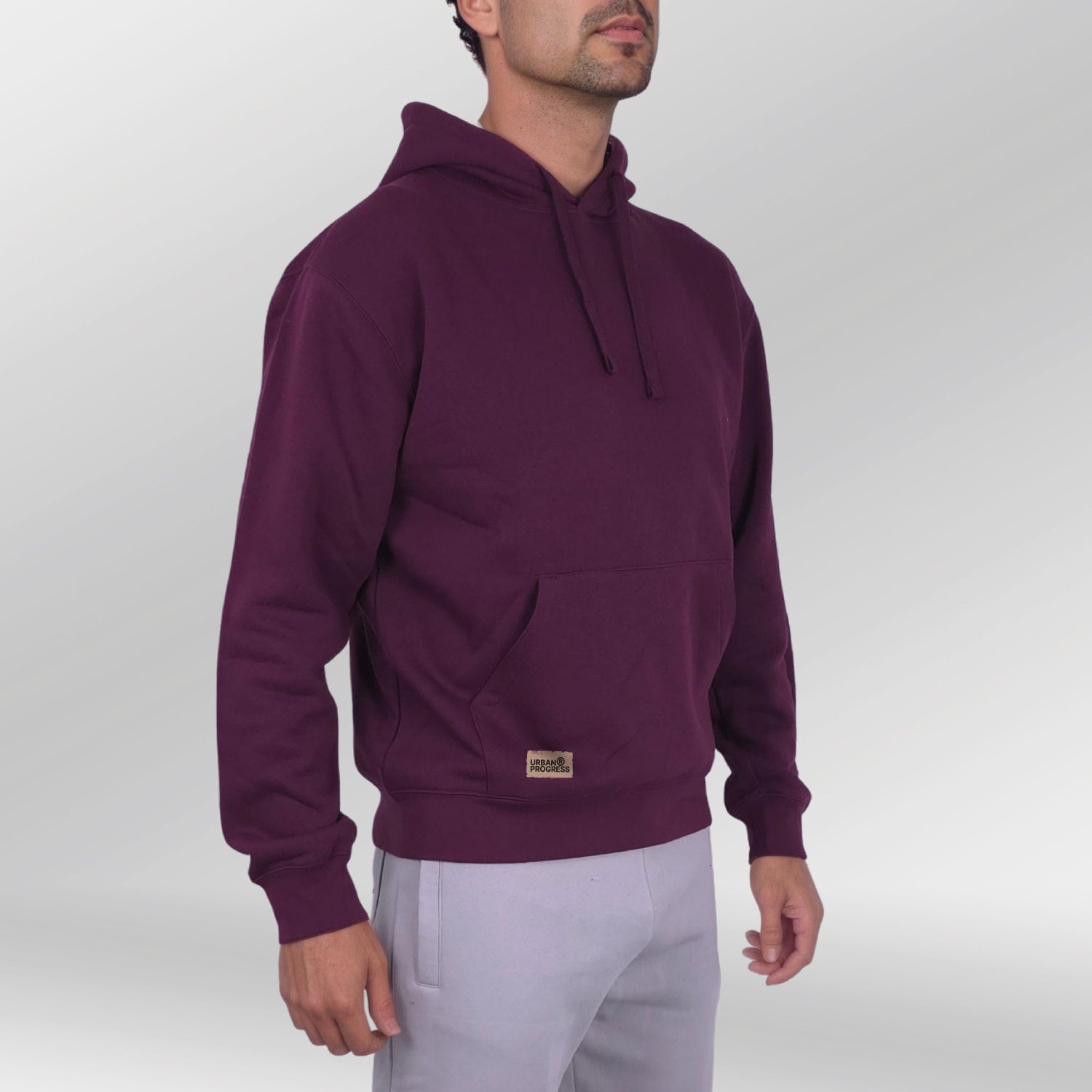 Legacy Hoodie Shinaji model aubergine front close
