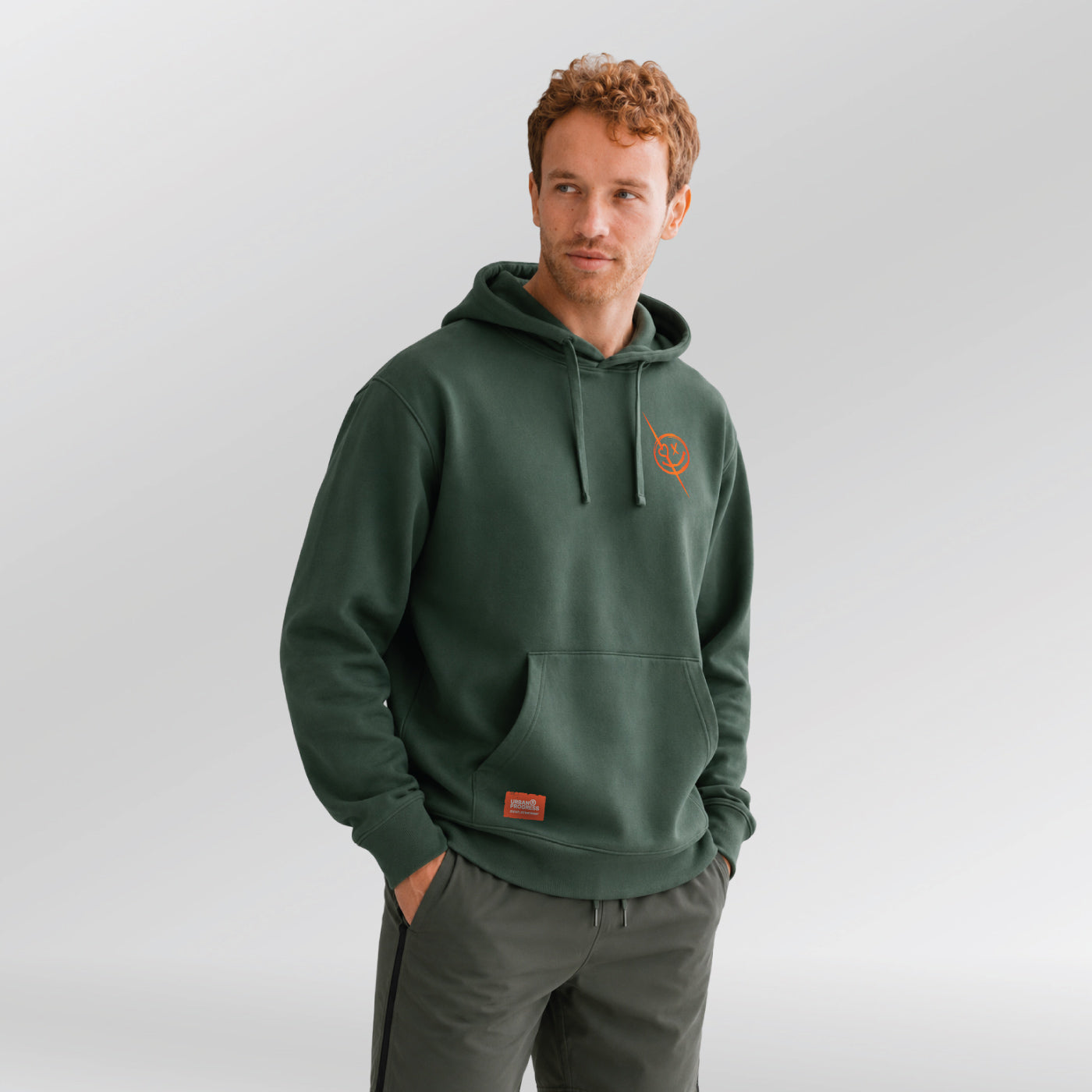 Legacy Hoodie Strive X Bottle-green side left model