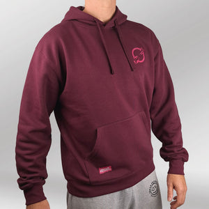 Legacy Hoodie Sunrise bordeaux rood front close model