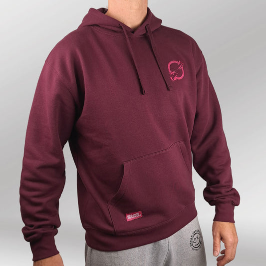 Legacy Hoodie Sunrise bordeaux rood front close model